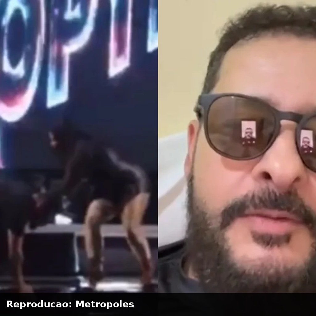 Carlinhos Gabriel cai de 2m do palco em show e explica o susto