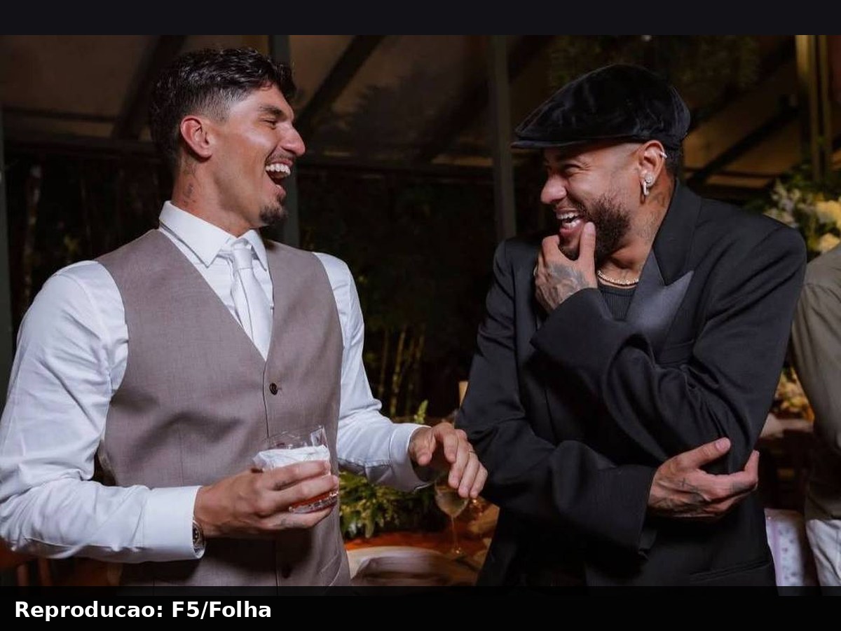 Neymar é único de preto no casamento de Gabriel Medina e se desculpa